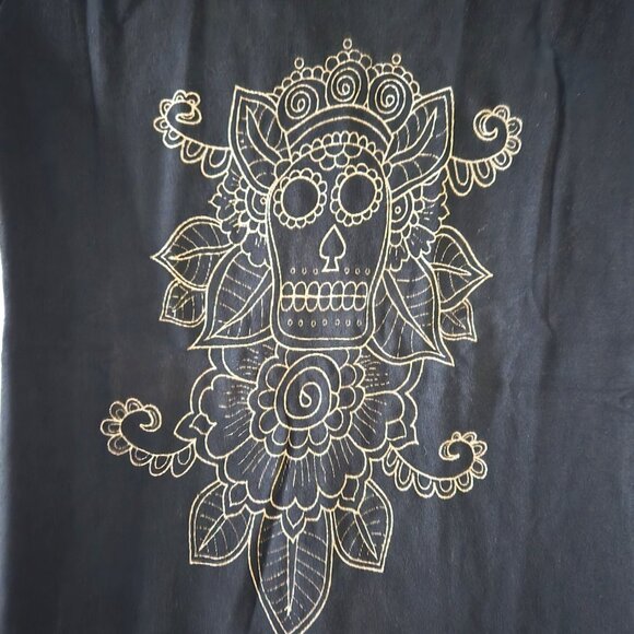 Midnight Calavera – Black & Gold Sugar Skull Tee (Small) NWOT - Picture 3 of 4